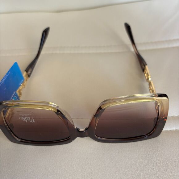 Bob Mackie Oversized Square Ombre Sunglasses Brown Tortoise Gold 100% UV Protect main image 4
